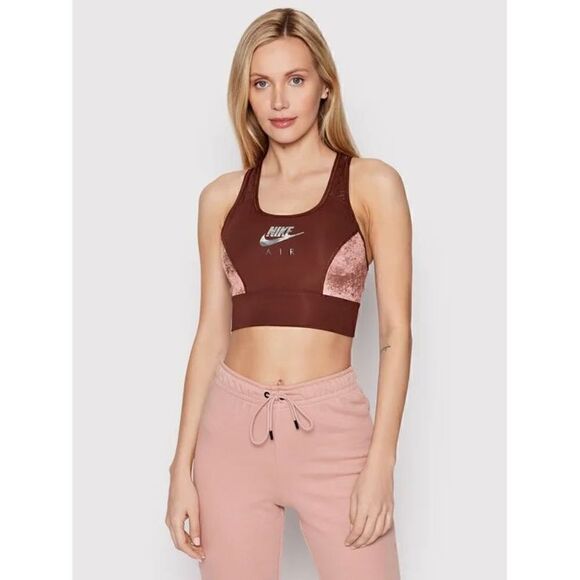 Nike Air dri fit swoosh bra velour foil bronze eclipse sports bra size S - Picture 1 of 6